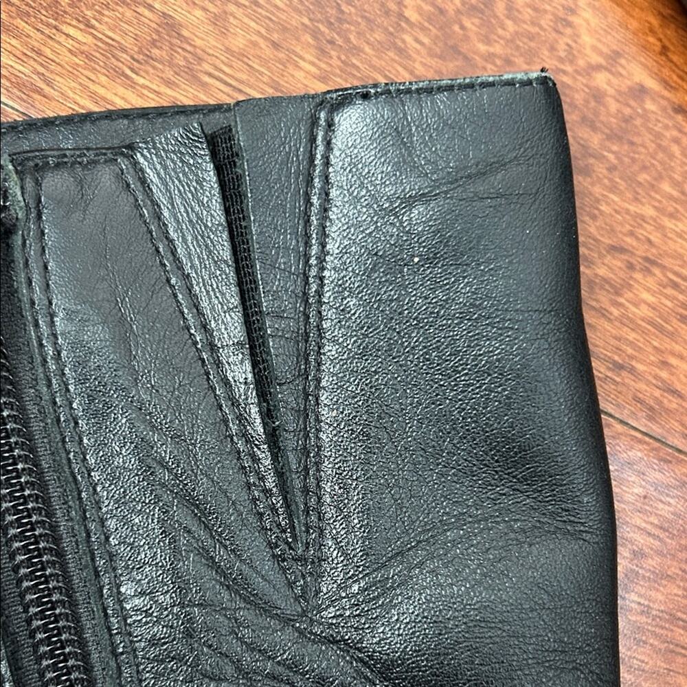 Caressa Sleek Retro 90s Black Leather Heeled Boots with Square Toes, Size 6 - Picture 9 of 16